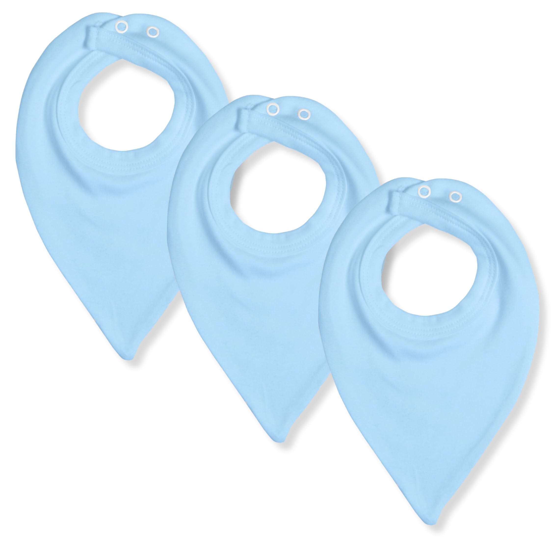 Baban Baby Bibs 3 Pack, Dribble Bibs For Baby Boys & Girls 0-6 Months, Newborn Teething Bib, Made In Britain, 100% Cotton Bandana Bib Blue