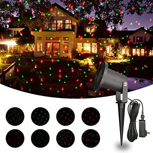 Vmanoo Christmas Lights, Laser Shower Lights Led Outdoor Projector Spotlights with Red and Green, Idea for Holiday Party, Wedding, Disco, Home , Bar, Landscape Garden Decorations,Waterproof
