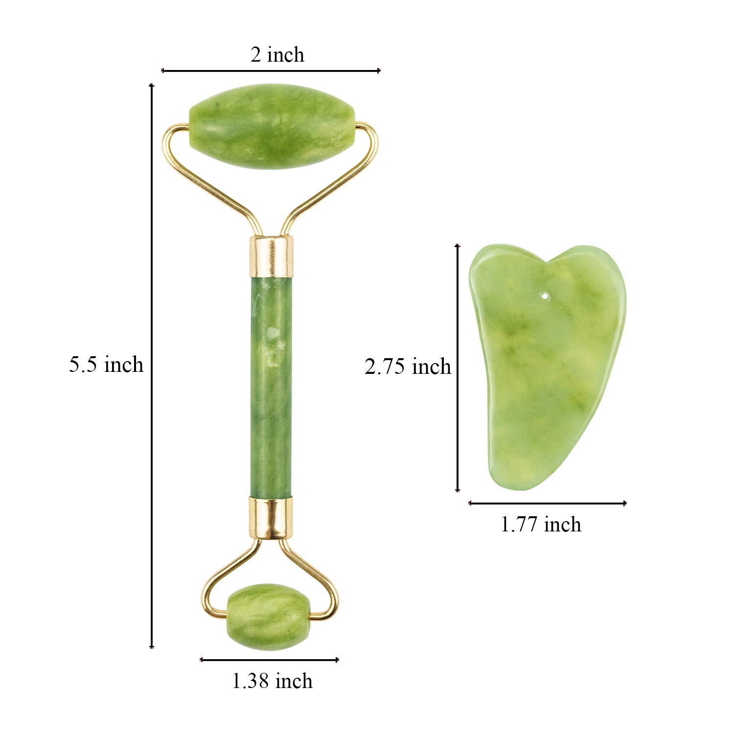 EAONE 2 Pack Jade Roller Eyes Facial Massage Kits Skin Roller with 2Pcs Face Gua Sha Tools for Face, Eyeball, Neck, Body Massage: Beauty