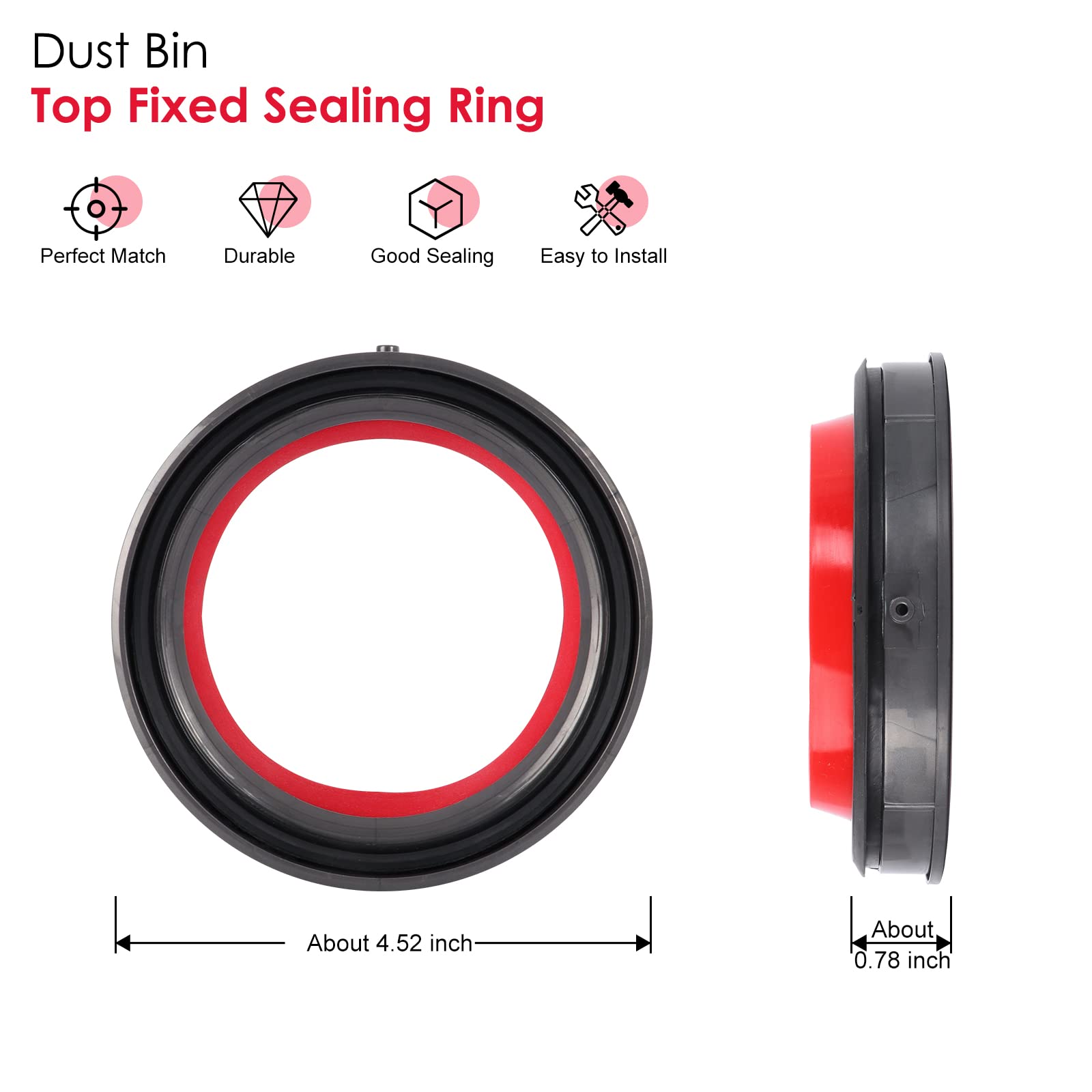 Dust Bin Top Fixed Sealing Ring Replacement Part Compatible with Dyson Cyclone V10 SV12 Vacuum Cleaner, Dust Bucket Dirt Cup Bin Parts Replacement Accessories