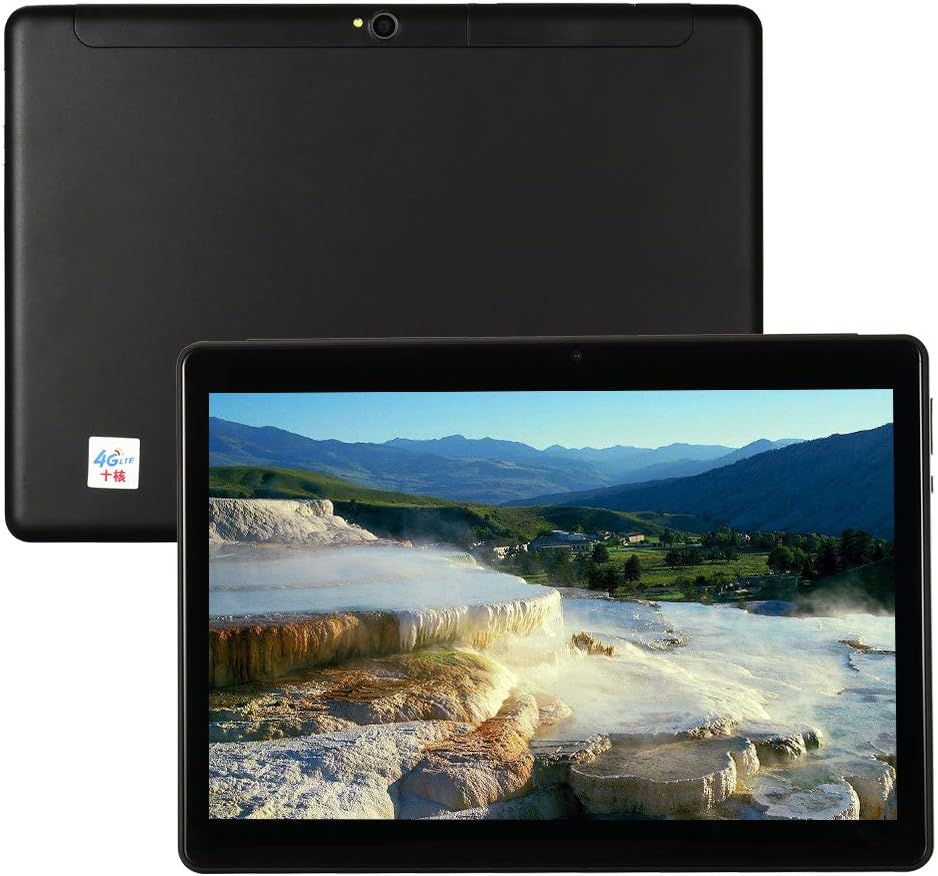 10 Inch Android 9.0 Tablet PC, 6GB RAM 64GB Storage Phablet Tablet Deca-Core Unlocked 4G Cell Phone Tablets, Dual Sim Card Slots, WiFi, GPS,1920x1200 HD IPS Screen Display (Black)