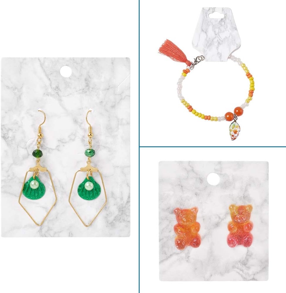 Craftdady 210pcs Necklace Earring Display Cards Blank Paper Card Holders in Marble Design with 400pcs Earring Backs - Image 4