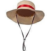 Taiture Monkey Straw Hat Costume Anime Cosplay Sun Beach Hats with String Pirate Hat Halloween Dress up Props (US, Alpha, One Size, Straw Hat)