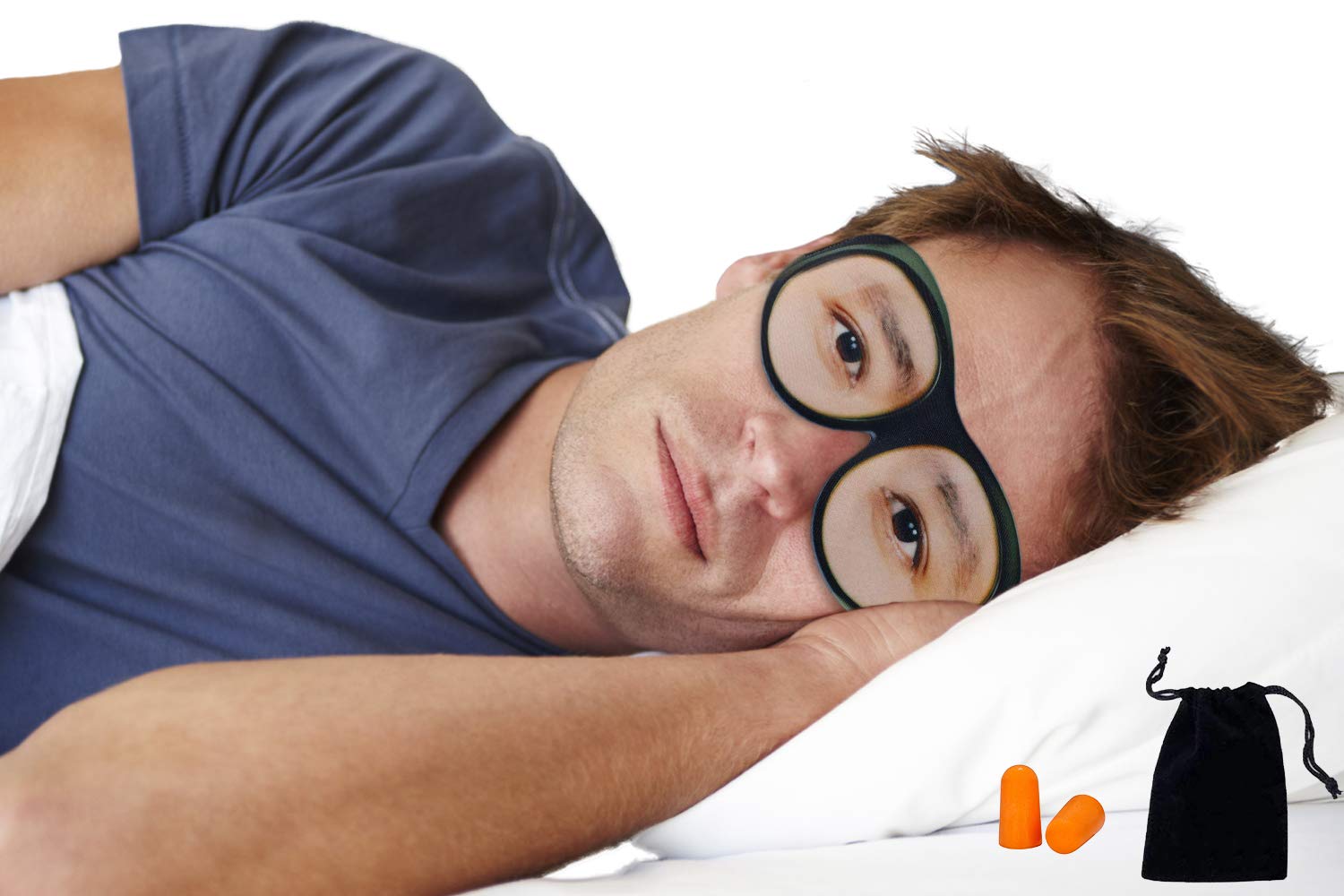 Eye Mask with Eyes Open by Okami - Funny Eye Mask, Blackout Sleep Mask with Free Travel Pouch (Men's Eyes)