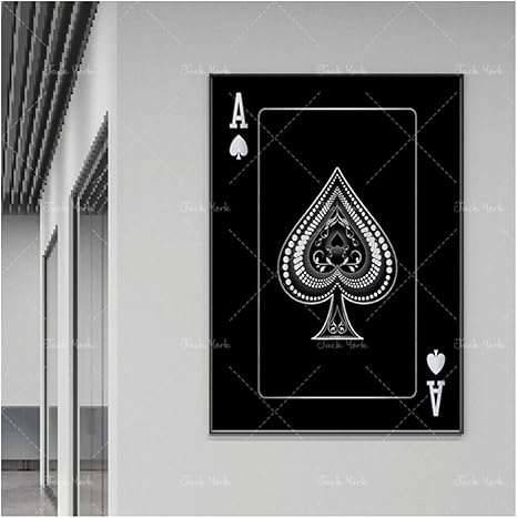 Amazon Co Jp スペードのエース抽象的な金と銀のトランプクリエイティブポーカーhdプリントクラブバーレストランの装飾ポスター家の装飾 ホーム キッチン