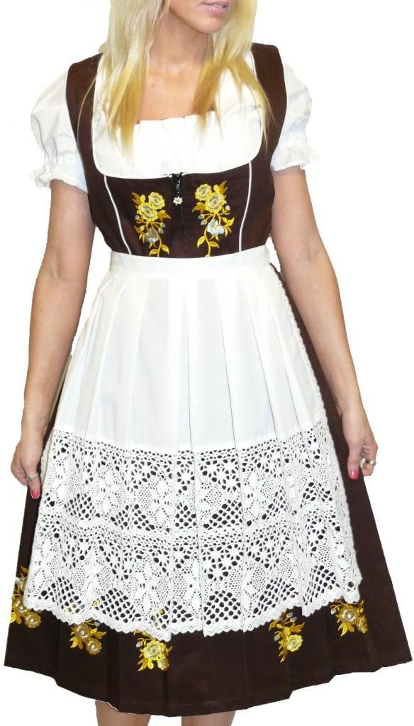 Dirndl Trachten Haus 3-Piece Long German Wear Party Oktoberfest Waitress Dress