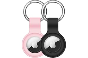 【2 Pack】 Linsaner Compatible with AirTag Case Keychain Air Tag Holder Silicone AirTags Key Ring Cases Tags Chain Apple AirTag GPS Item Finders Accessories,Black+Pink