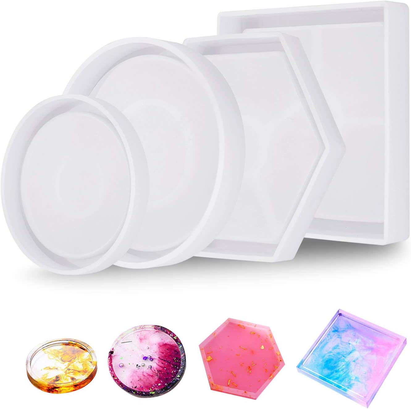 DIY Epoxy Resin Coaster Mold, Silicone Moulds Making Crystal Resin