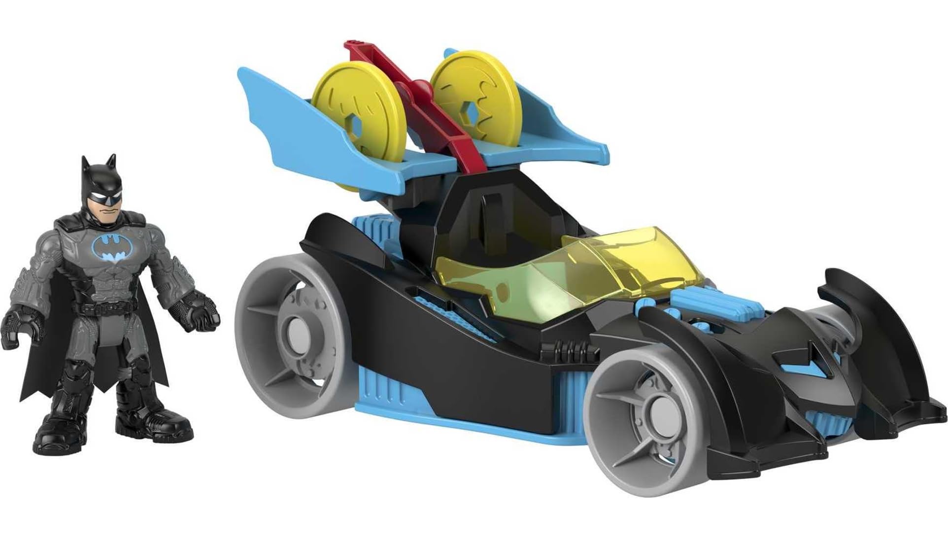Imaginext DC Super Friends Batman Toy Bat-Tech Racing Batmobile with Lights & Poseable Figure for Preschool Kids Ages 3+ Years, HFD48