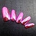 MISUD Metallic Fake Nails Gorgeous Mirror Reflection 24 Pcs Full Cover False Nails Press on Nails with Chrome Long Salon Design(Pink)