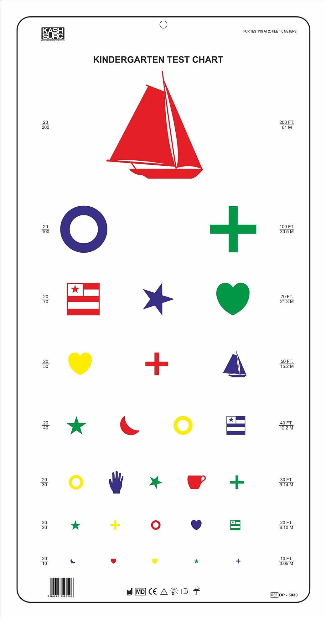 Mua Kindergarten Distance Vision Chart with Color Symbols 6m / 20ft ...