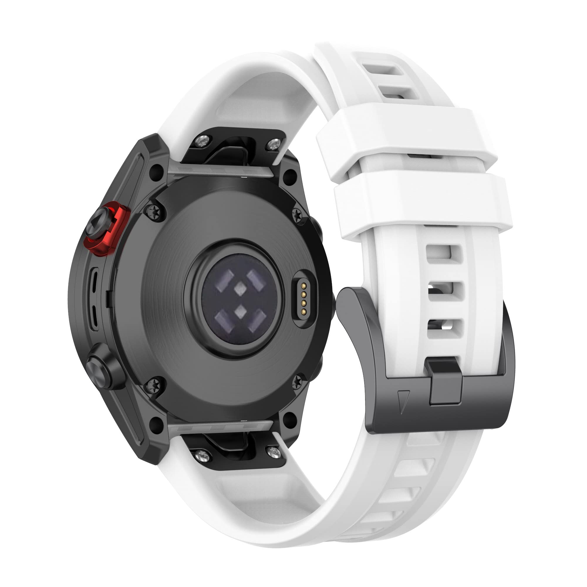 Wownadu 26mm Quick Release Watch Straps Compatible for Garmin Fenix 7X Strap, Fenix 6X / 5X GPS Band, Replacement Silicone Sport Wristband White, (No Watch)