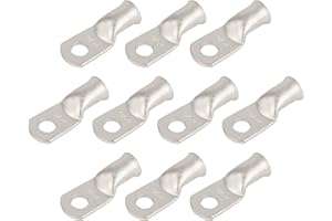 RIOCAN 10pcs 2 AWG-5/16(M8) Tinned Copper Ring Terminals Battery Lugs, Heavy Duty Wire Lugs, Battery Cable Connectors