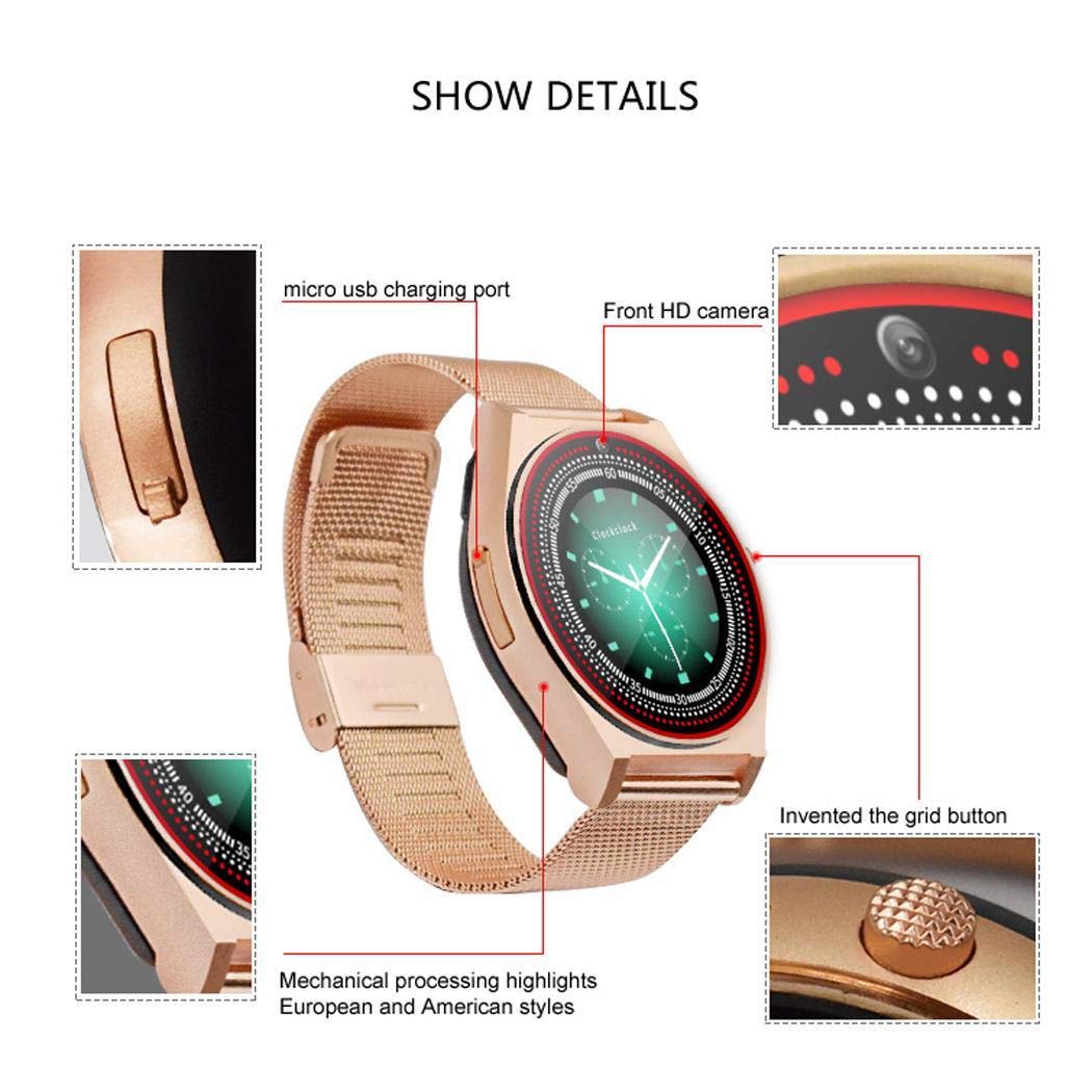 GuGio Bluetooth Smart Watch Fitness Tracker Touchscreen with Camera Waterproof Dustproof Pedometer Sleep Monitor Reminder Music Player Phone Compatible Android iOS