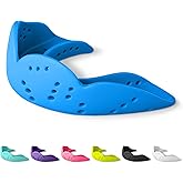 SISU Aero Medium Mouthguard, Electric Blue - 30% Stronger Protection for Lacrosse, Football, Hockey, Roller Derby, Team Sports - Remoldable Up to 20 Times - Ultra Slim - Works for Braces - Non Toxic