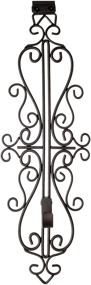 Wreath Hangers - [Front Door WREATH HANGER] - Colonial Design | ADJUSTABLE Hook Length for Tall and Small Doors | PADDING to Prevent Damage like Scratch and Dents | Heavy Duty Cast Iron Metal Hangar - (Brown)