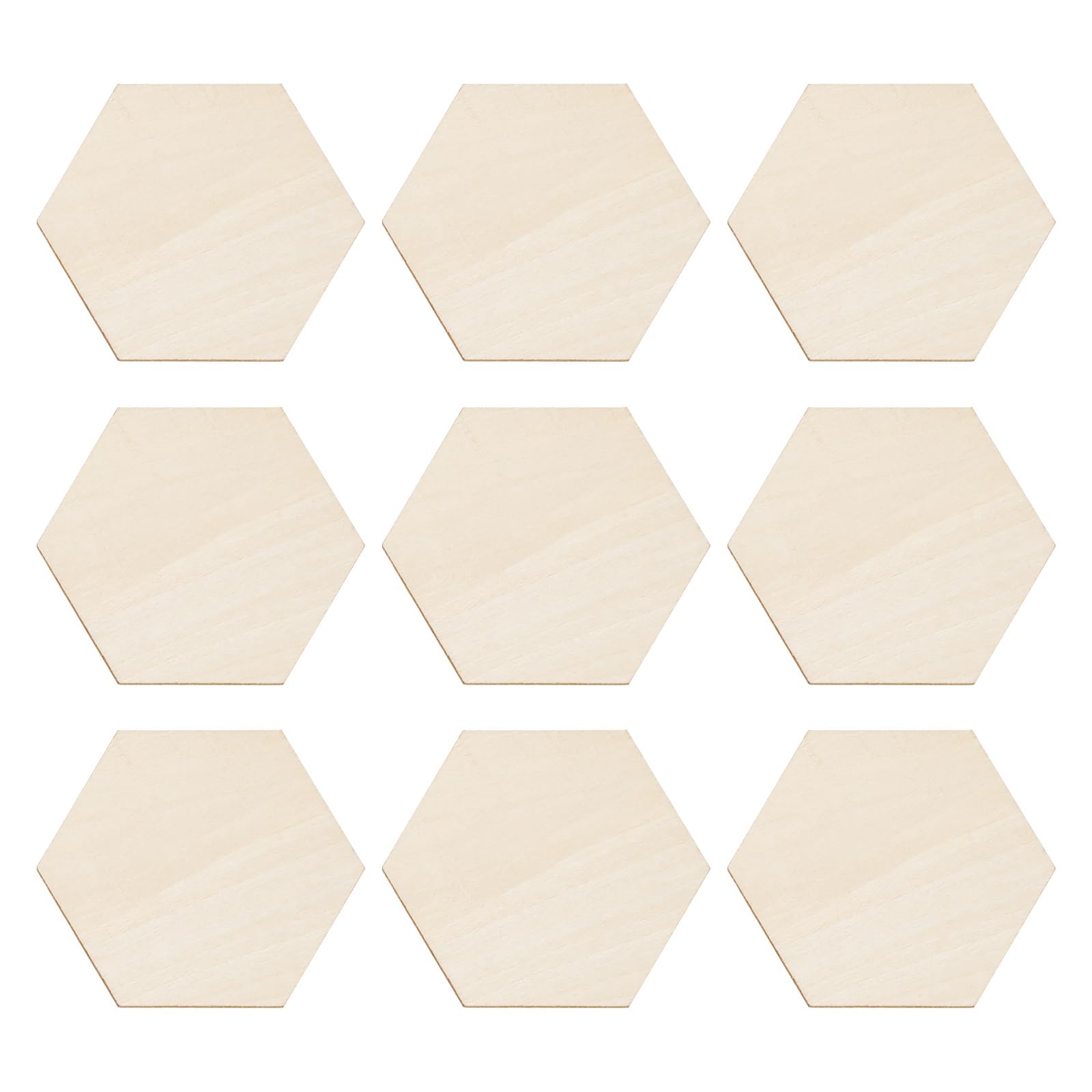 ECSiNG 100 x Wooden Hexagon Shapes Embellishments DIY Craft Natural Unpainted Basswood Unfinished Wood Piepce Decoration Ornaments for Scrapbook, Card, Wedding