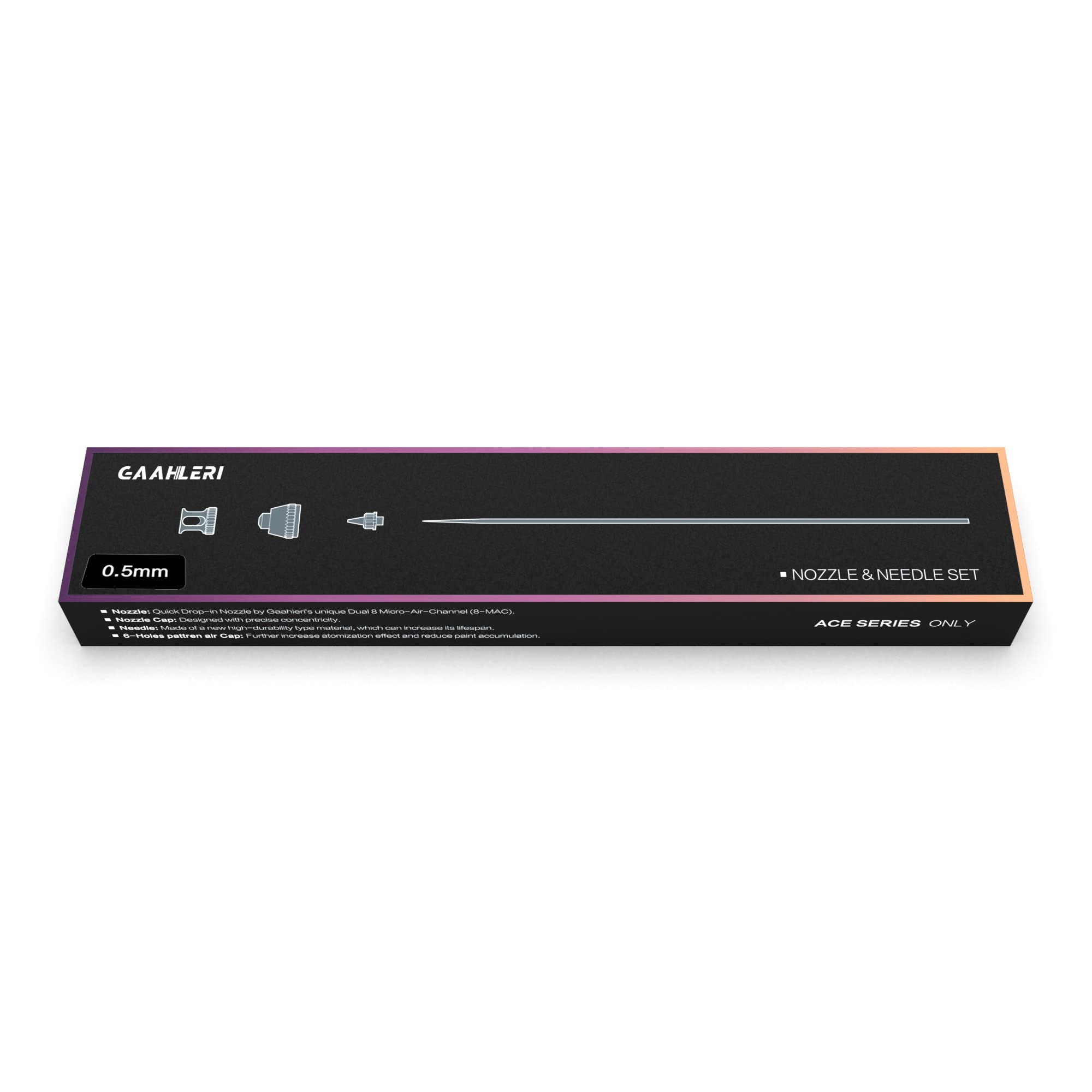 Gaahleri Airbrush 0.5mm Upgrade Pack Including Needle, 6-Holes Pattern air Cap, Nozzle, Nozzel Cap for Ace Series (HD0.5mm)