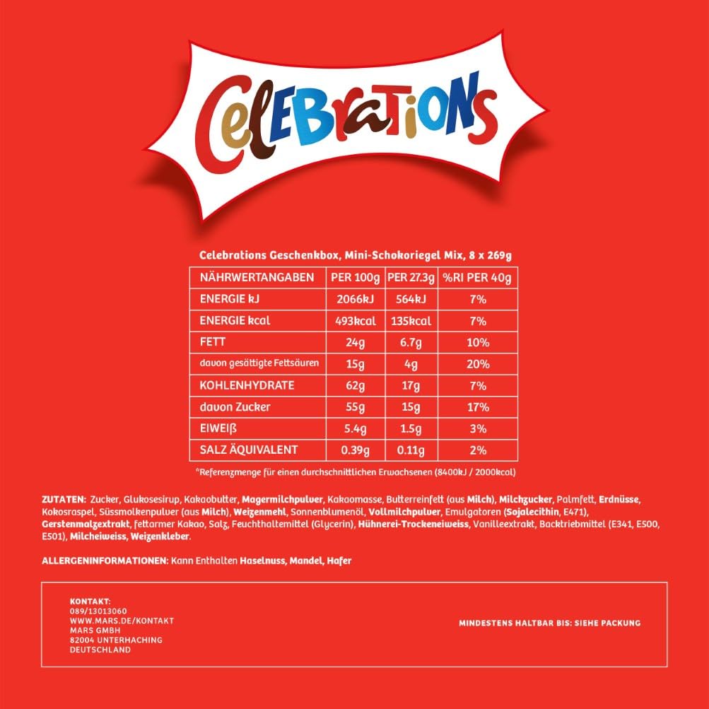 Celebrations Schokolade Großpackung 8x269g, Mit Mini-Schokoriegel Snacks (Maltesers, Galaxy, Snickers & mehr), Schokoladen Geschenk Idee mit Mini Schoko Pralinen, Süßigkeiten Box (2152g) 7
