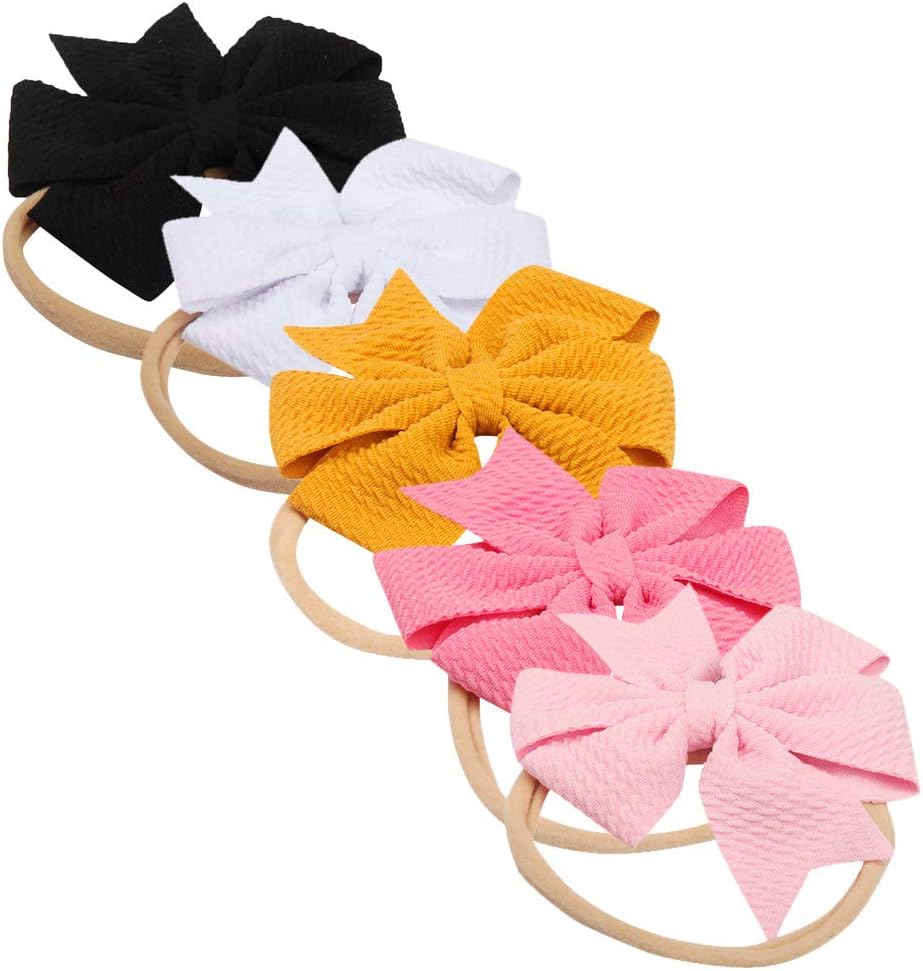 Rangement Pour Vetements Et Penderies Porte Bagages 5pc Filles Enfant Turban Bandeau Bande De Cheveux Arc Accessoires Chapeaux Cadeau Naissance Bebe Anniversaire Nœud Papillon En Nylon Souple Haute Elastique Bande De Cheveux Accessoire