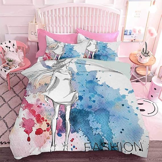 Hiiiman Juego de funda de edredón de microfibra ultrasuave de