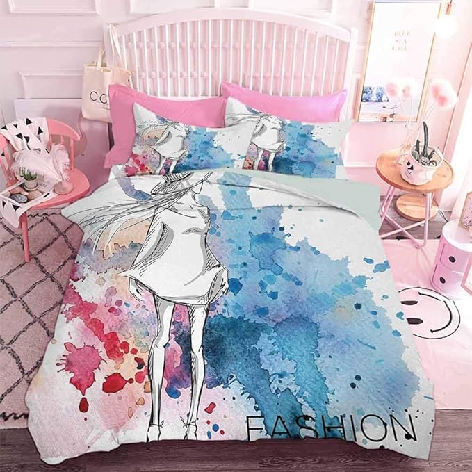 Hiiiman Juego de funda de edredón de microfibra ultrasuave de