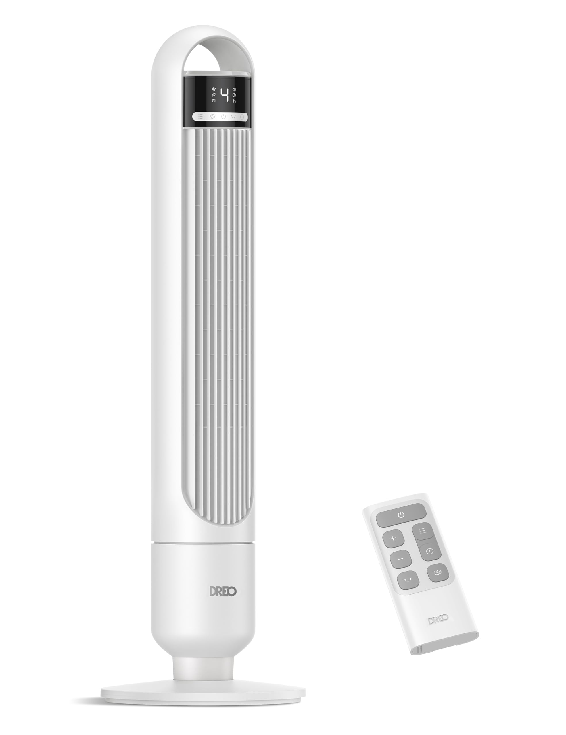 Dreo Tower Fan for Bedroom, 4 Speeds, 3 Modes Standing Fans for Room with 90° wide Oscillating, 28dB Quiet for Sleep, 25ft/s Velocity, 29ft Coverage, 8H Timer, Remote, Living Room, Office, Home, White Image