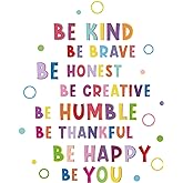Mudder Colorful Inspirational Wall Decal Be Thankful Brave Creative Sticker Motivational Phrases Sticker Inspirational Lettering Quote Decals for Classroom Nursery Kids Decoration