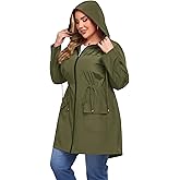 ZOMVA 2025 Plus Size 1X-5X Rain Jacket Coat Long Lightweight Raincoat with Hood Windbreaker Waterproof Jackets with Pockets