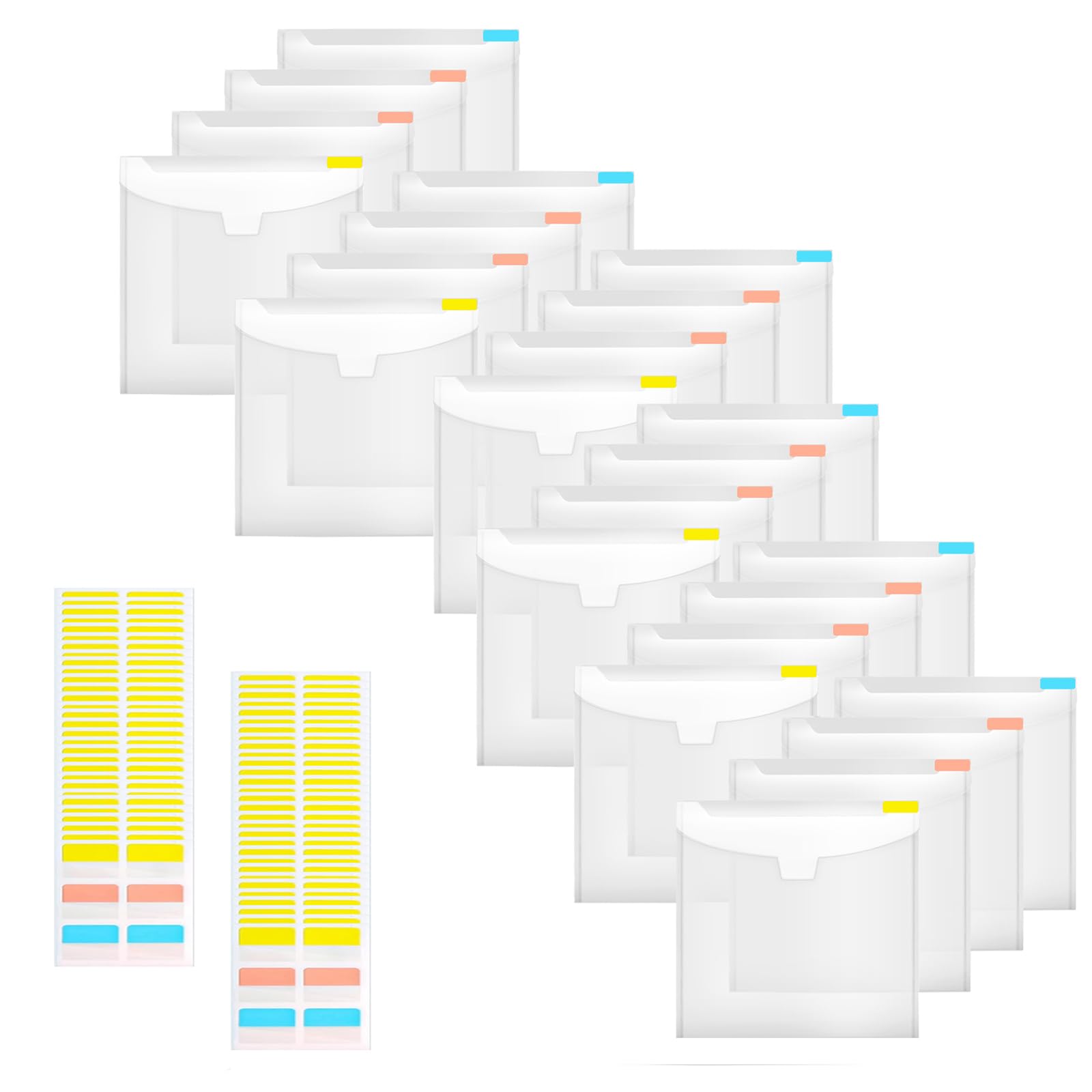 Lilanjumo 24 Piece Scrapbook Paper Storage Organizer, 12 x 12 Inch Coverless File Paper Bag Cardstock Organizer Vinyl Paper Holder with 60 Sticky Index Tabs for Vinyl Paper, Cardstock(Clear)