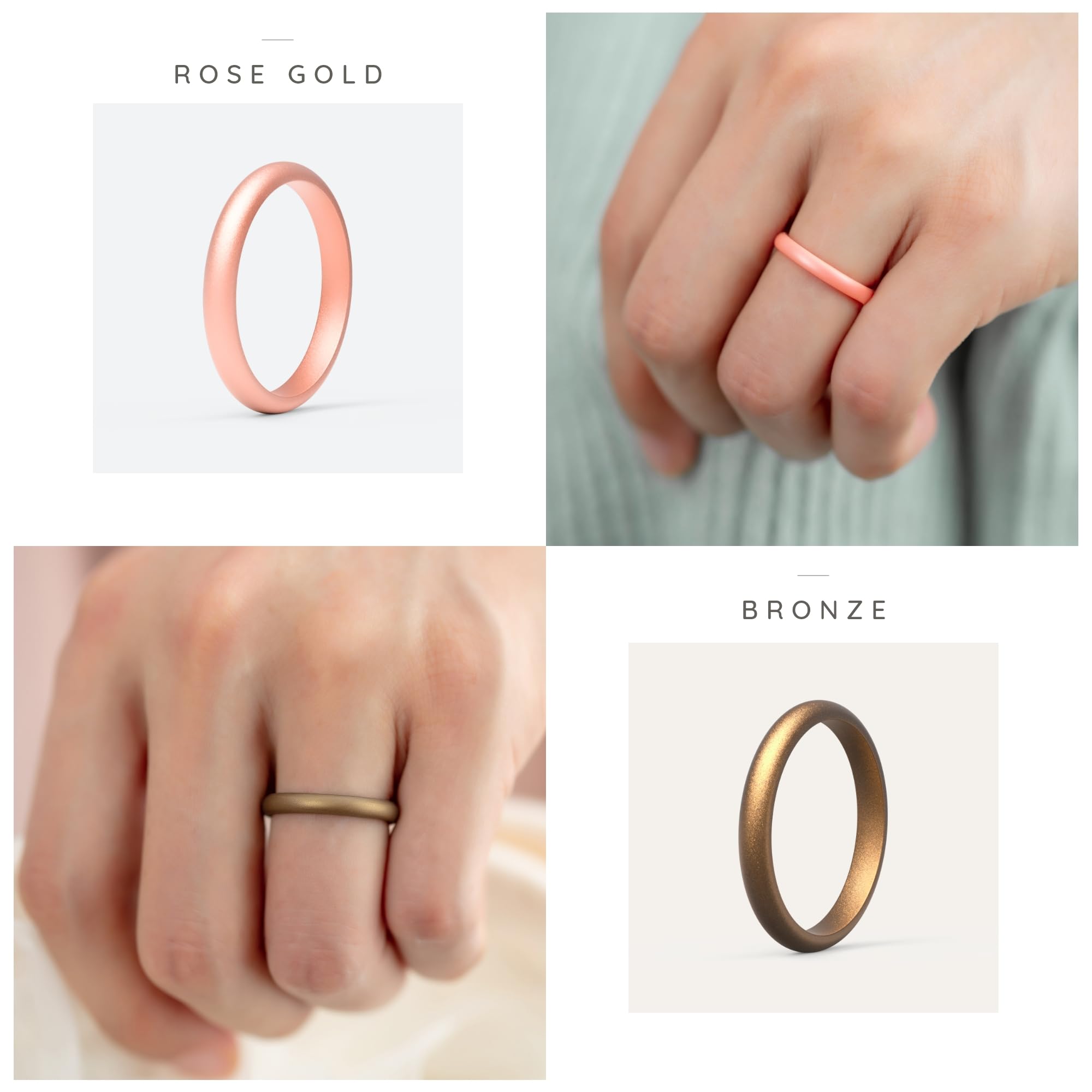 ThunderFit Women’s Silicone Thin and Stackable Ring Enhancers, Silicone Wedding Bands, 2.5mm Wide 2mm Thick, Variety Multipack 1-12