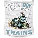 Train Blanket - Soft, Fuzzy & Warm - 40"x50" Small Blanket for Couch, Sofa - White Cute Throw Gifts for Boys