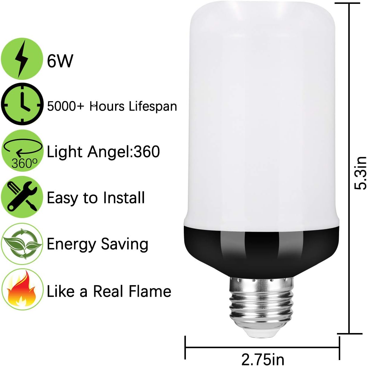 Y- STOP LED Flame Effect Fire Light Bulb - Upgraded 4 Modes Flickering Fire Halloween Decorations Lights - E26 Base Flame Bulb with Upside Down Effect(2 Pack） - - 