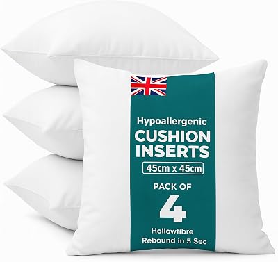 C Stores 18 x 18 Inch Cushion Pads Pack of 4 Hollowfibre Inners for Indoor