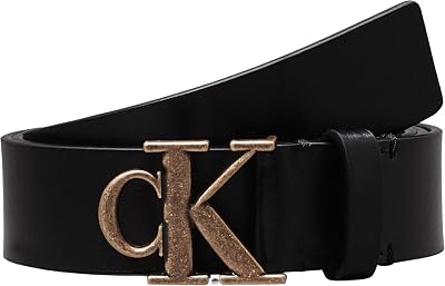 Ceinture Femme Mono Plaque Belt 30 mm en Cuir, Noir (Black), 80 cm