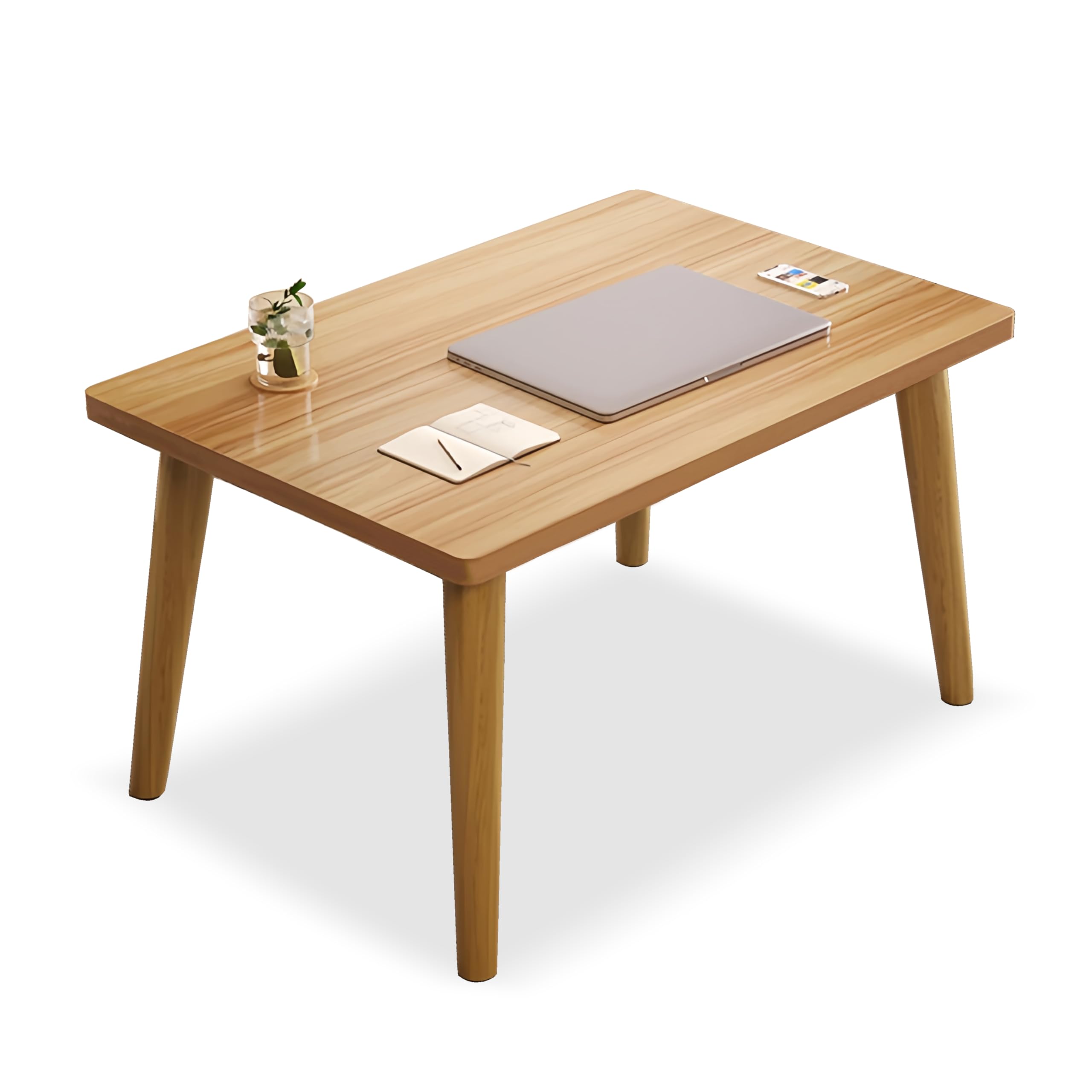 Photo 1 of Funecy Small Coffee Table Low Table Solid Wood Sturdy Floor Table Desk for Sitting on The Floor, Storage and Living Room Furniture?Natural Wood?24inch (Natural, 24 * 16inch)