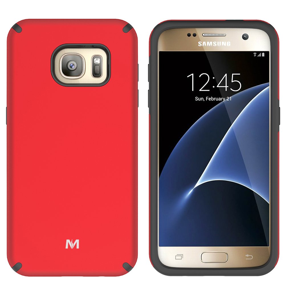 S7 Case, Galaxy S7 Case, MagicSky Slim Corner Protection Shock Absorption Hybrid Dual Layer Armor Defender Protective Case Cover for Samsung Galaxy S7 (Red)