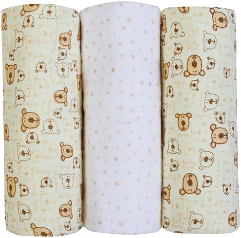 Cueiro Composê Estampado, Papi Textil, Amarelo, 80cmx80cm, Pacote de 3