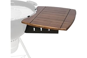 OLIGAI Grill Table Shelf for Weber Kettle,Bamboo Charcoal Side Table Shelf for 22" Weber Kettle Mast Touch Grill Accessories BBQ Table Shelf