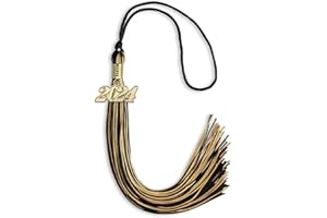 Endea Graduation Mixed Double Color Tassel with Gold Date Drop (Black/Antique Gold, 2024)