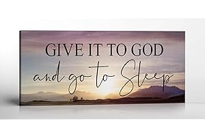CROSSROADS HOME DÉCOR Give It to God and Go To Sleep Sign, Above bed Wall Décor for Bedroom, Above Master Bed Wall Decor, Ready To Hang for Bedroom Room Home Wall Art, C3000-16x40