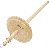 HAND U JOURNEY Beech Wood Top Whorl Drop Spindle, 11" Shaft | 3.9" Whorl for Smooth, Balanced Spinning; Great for Beginners, Experienced Spinners and Fiber Art Projects.
