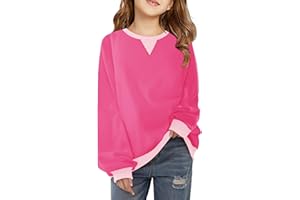 Haloumoning Girls Casual Crewneck Sweatshirts Kids Long Sleeve Oversized Fashion Pullover Tops 5-14 years