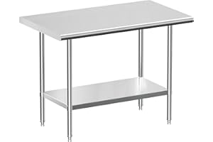 JOPHUN Stainless Steel Work Table, NSF Commercial Worktable with Undershelf and Legs for Restaurant, Home and Hotel - 24" D x 36" W x 34" H Inches