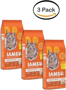 Iams Pack of 3 Proactive Health Healthy Adult Original Cat Food with Chicken, 7 lb