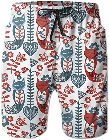 2017 New Style Trendy Super Light Ventilatio Cute Drawstring Waist Flower Fox Quick-drying Board Shorts