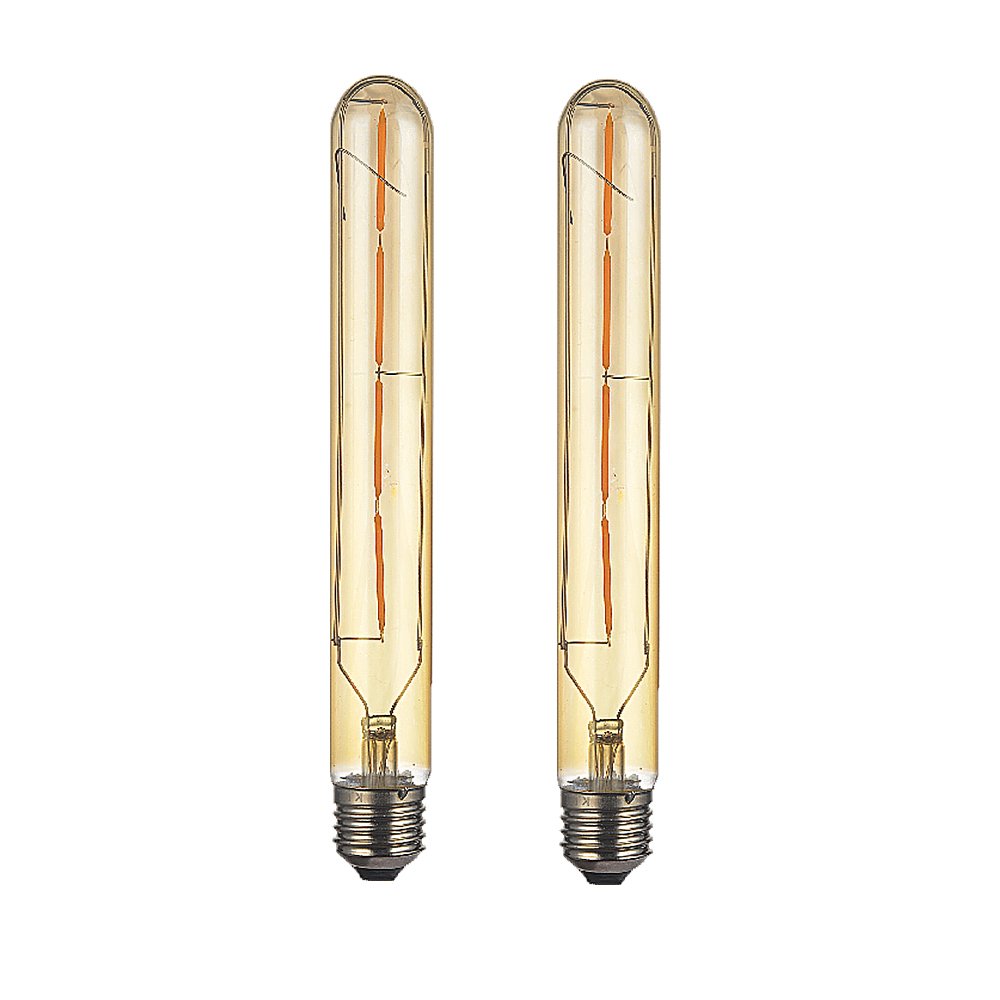 OUGEER Pack of 2 T30 Long Tube LED Bulb 4w Tube Edison Style Filament Bulb Smoked Gold Glass T30 E27 40w Edison Screw,400lm Warm White 2700k Not Dimmable