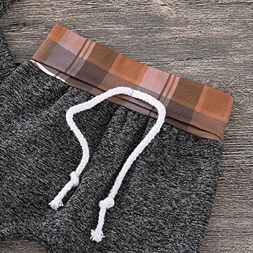 GObabyGO Infant Toddler Boys Girls Sweatshirt Set Winter Fall Clothes Outfit 0-3 Years Old,Baby Plaid Hooded Tops Pants (Khaki Plaid, 2-3 Years) - Thumbnail 5
