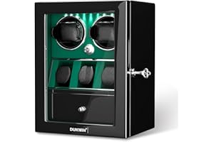 DUKWIN Watch Winder for 2/4/6/8 Automatic Watches,Lockable Watch Winders with Watch Holders and Jewelry Storages, Super Quiet Mabuchi Motor with High-Gloss Piano Lacquer Finish,Built-in Illumination