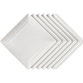 Wareland Square Dinner Plates, Set of 6, 6 Inch White Ceramic, Embossed Crisscross, Safe for Dishwasher, Microwave and Oven